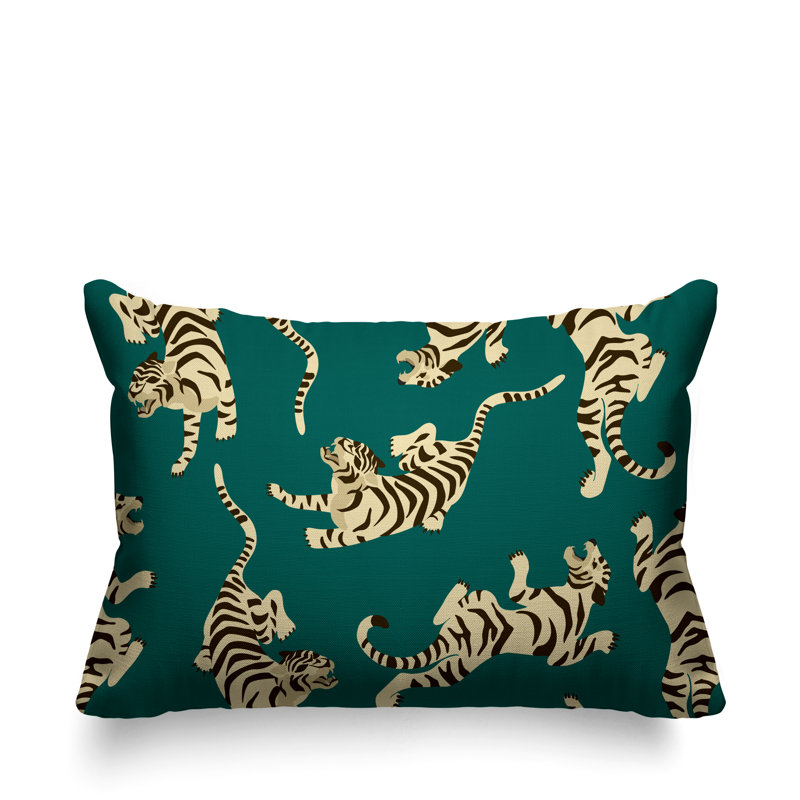 Outdoor Reversible Throw Pillow, 14" x 20", Emerald