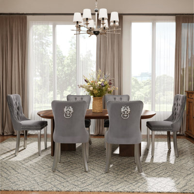 Modern Tufted Velvet Upholstered Dining Chairs Kitchen Chairs (Set of 6)