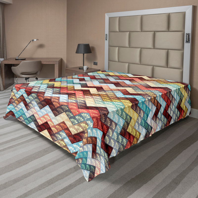 Ambesonne Top Flat Sheet Royal, Queen Flat Sheet, Multicolor Chevron 6