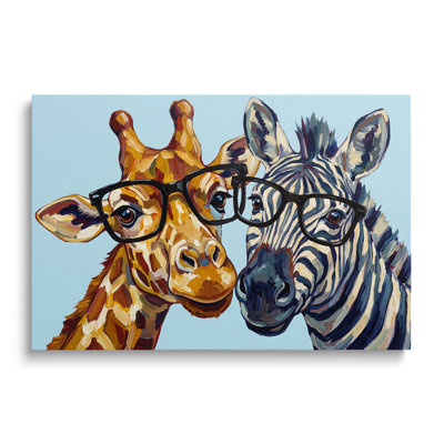 Tableau sur toile représentant une girafe, reproduction historique de style pictural pour salon, bureau ou chambre d'étudiant.