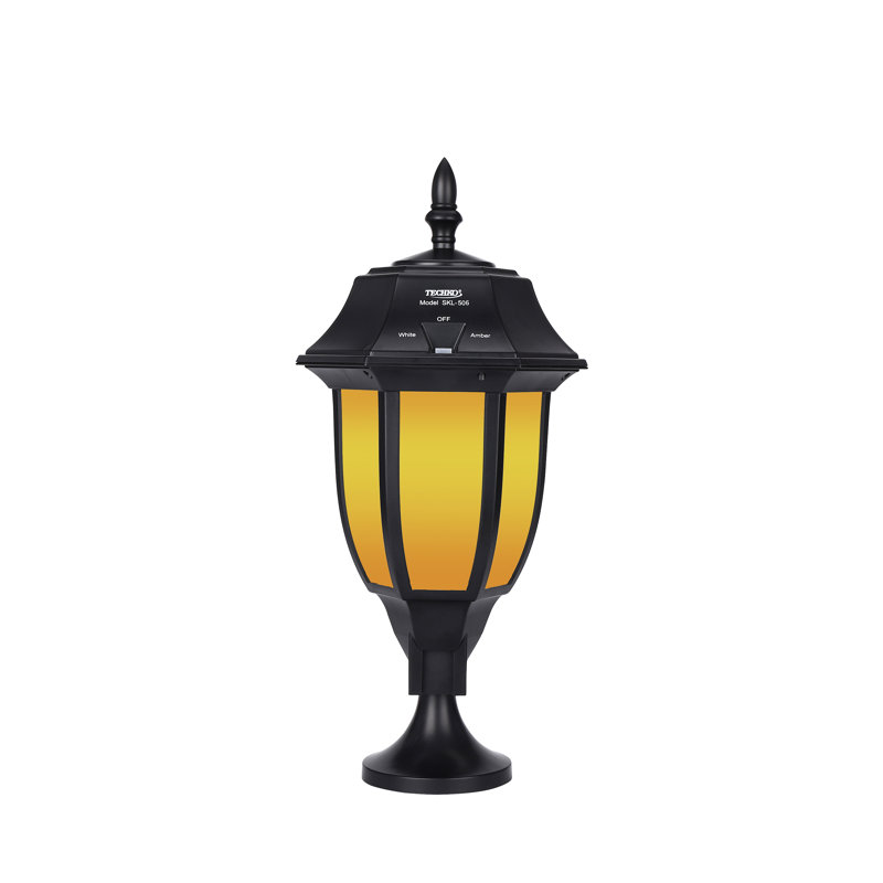 Black Solar LED Outdoor Wall Lantern with Frosted Shade