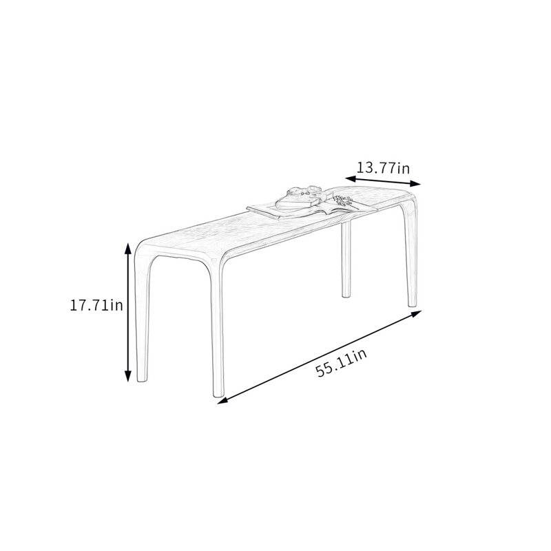 Crafted And High Quality Long Bench Solid Wood Bench, 17.71" H x 55.11" W x 13.77" D
