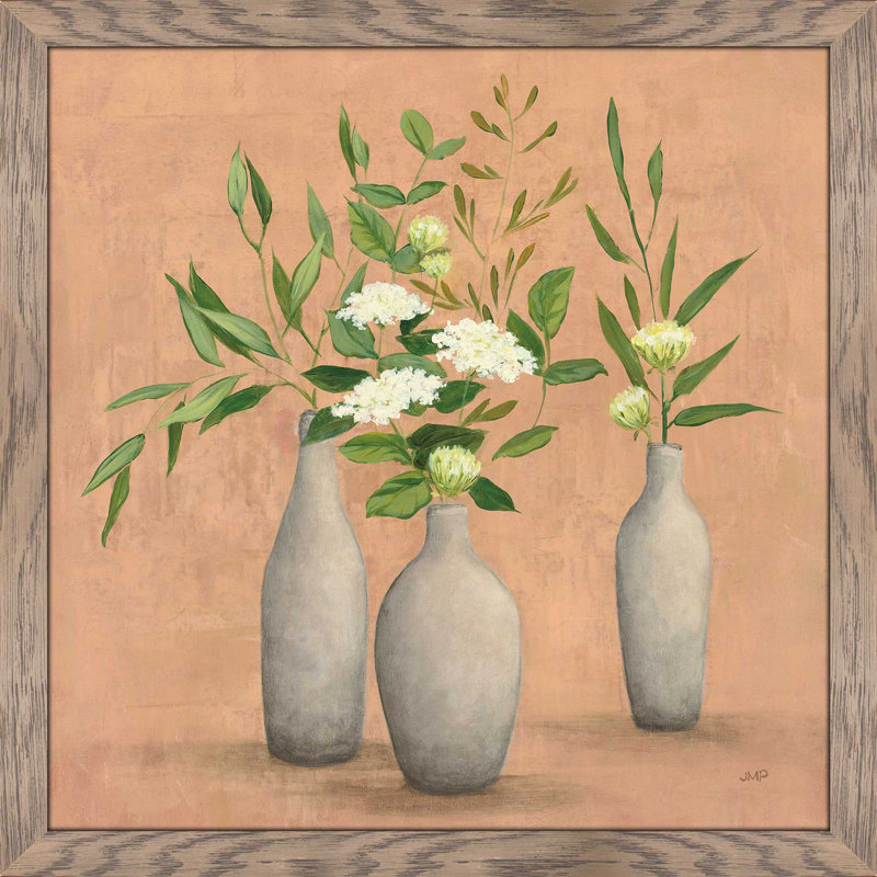 Bouquet naturel I - Peinture, Cadre taupe délavé, H 31,5 po x l 31,5 po x P 1 po