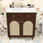 Meuble-lavabo élégant avec façade en rotin tissé, lavabo en céramique, tiroir basculant et tablette réglable-1443139947