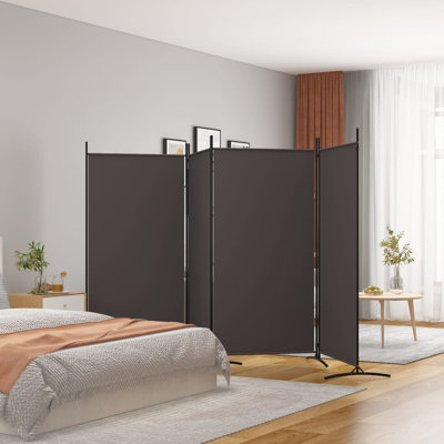 Cloison de séparation pliable 4 panneaux en tissu brun 136,2 x 70,9 po