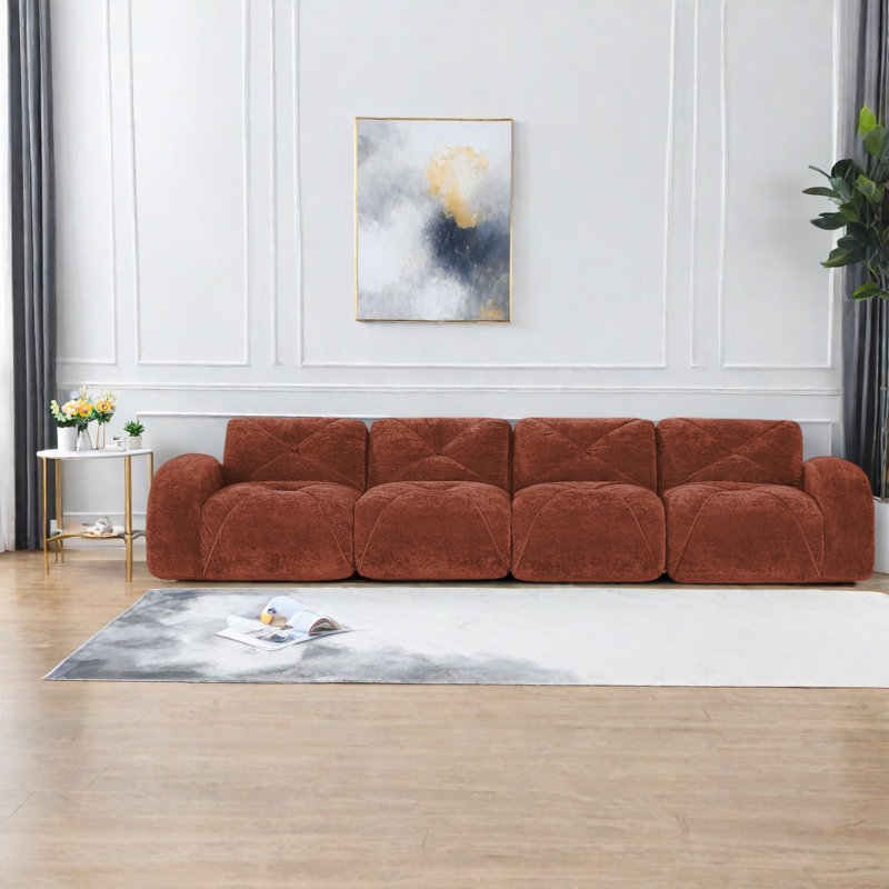 Tissu de velours doux, canapé désossé avec capitonnage, éponge à densité, fond ergonomique, aucun assemblage requis