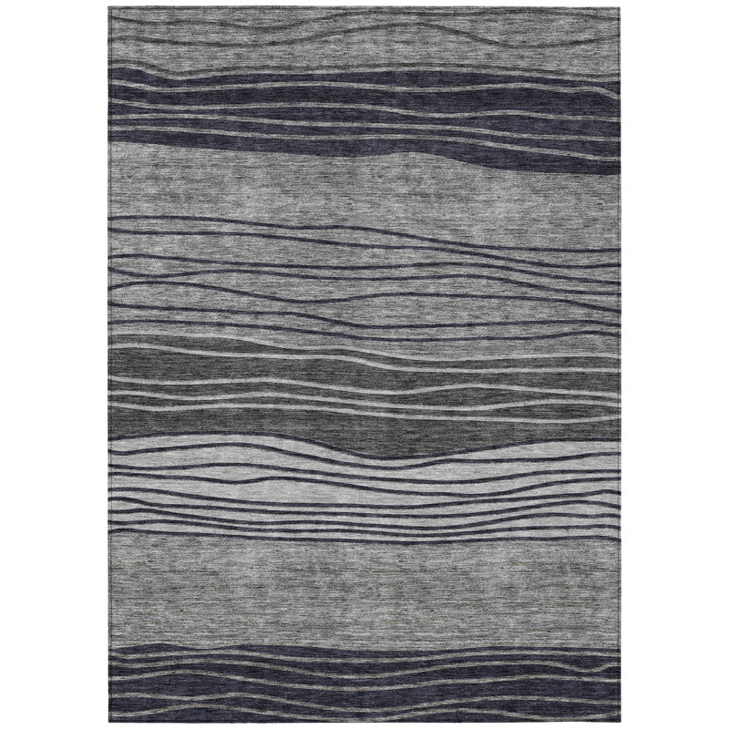 Washable Striped Indoor / Outdoor Rug, Rectangle 3' x 5'