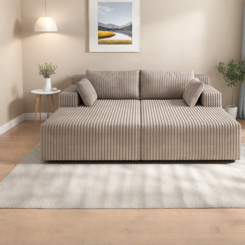 Boneless Spacious Camel Sectionals, Modular No-assembly Couch, For Modern Living Room
