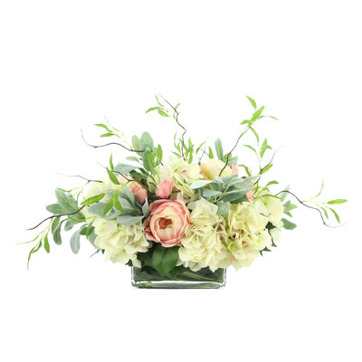 Floral Arrangement with Hydrangeas, Roses and Lamb's Ear