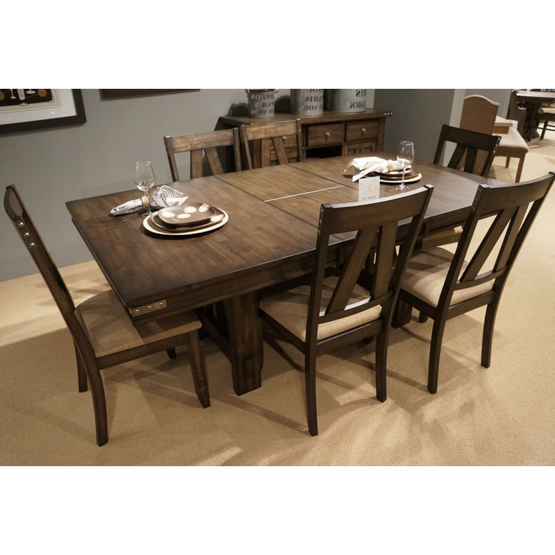 Table de salle à manger de style rustique 1 pièce avec rallonge papillon en bois d'hévéa massif