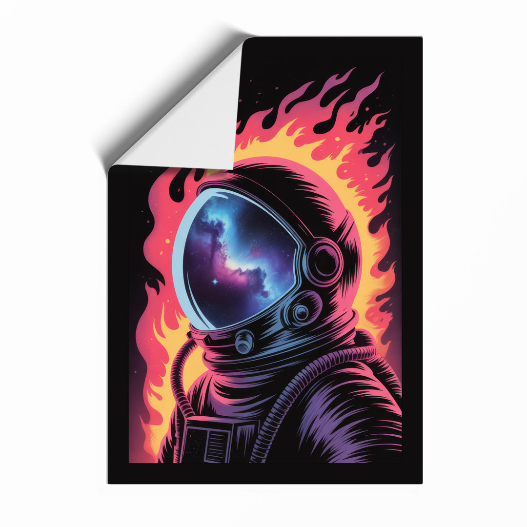 Astronaut Engulfed in Flames Modern - Framed Print