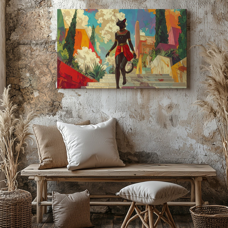 Art mural sur toile, Dreamwalker Cat, Pharaon, Canvassurreal, Égyptien, fantaisie, H 9 po x l 12 po