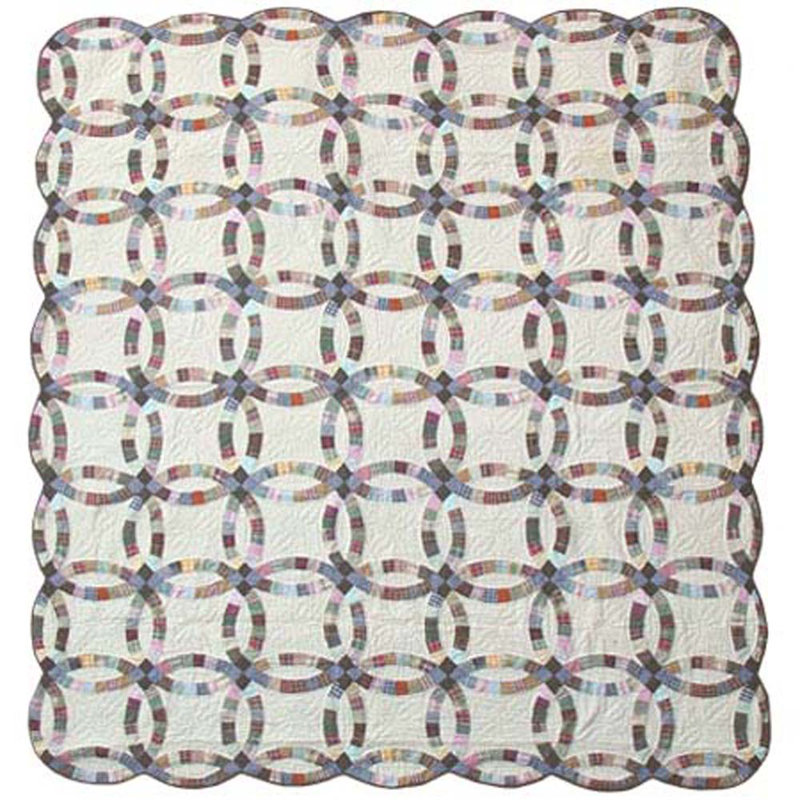 Country Wedding Ring Farmhouse / Country Cotton Geometric Shapes Quilt, Full / Queen Quilt
