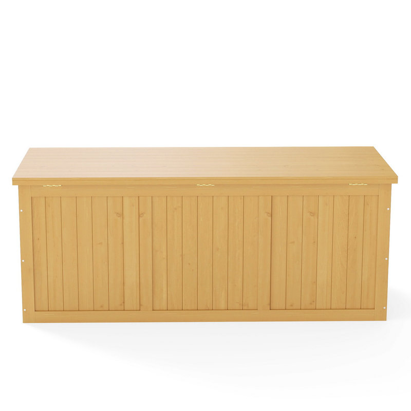 60“ Solid Wood Deck Box Outdoor Storage Bench For Patio And Backyard