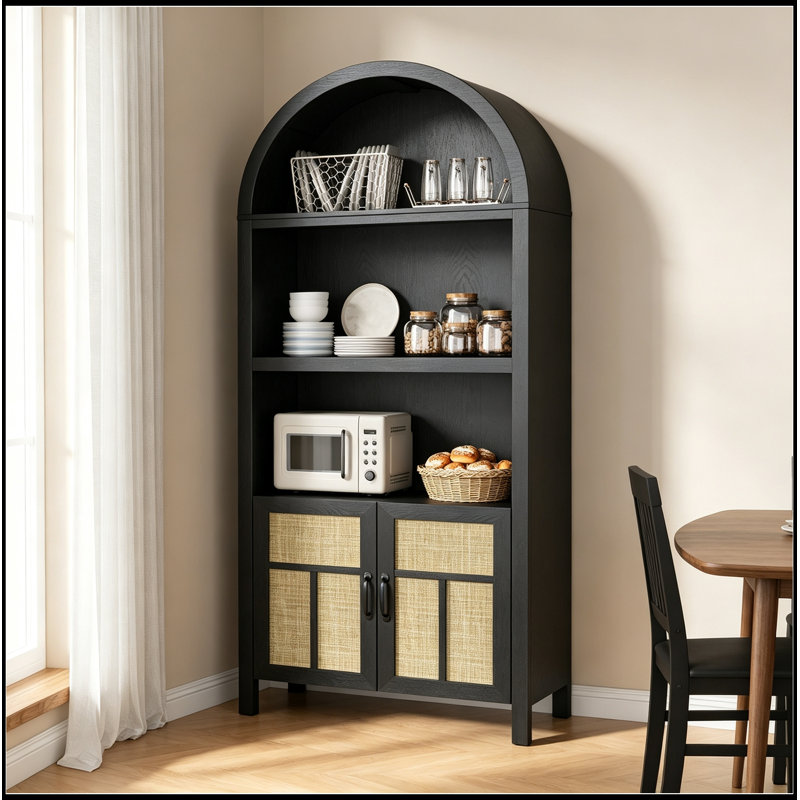 Armoire de rangement arquée avec portes et tablettes réglables