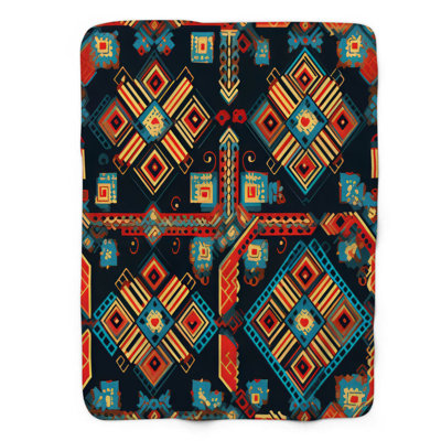 Ethnique Groove - couverture sherpa de qualité supérieure 1 pièce