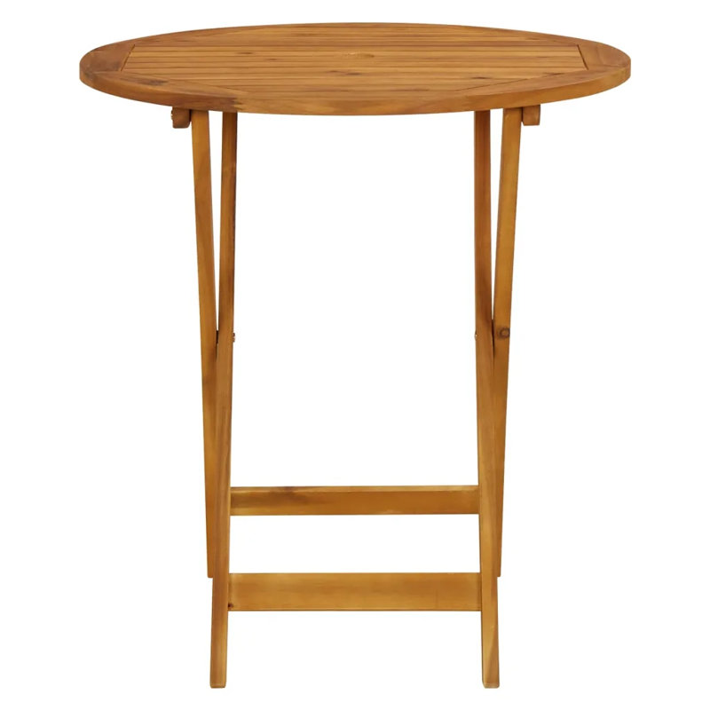 Zachery Round Acacia Folding Outdoor Dining Table With Umbrella Hole , 70cm cm W 70cm cm D