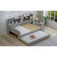 Lit de jour double en bois avec tablettes de rangement, lit multifonctionnel avec lit gigogne simple et bureau d'étude, gris-266158557-266158559