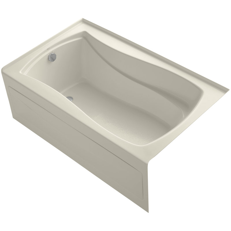Mariposa 60" x 36" Alcove Soaking Acrylic Bathtub, Almond, Left
