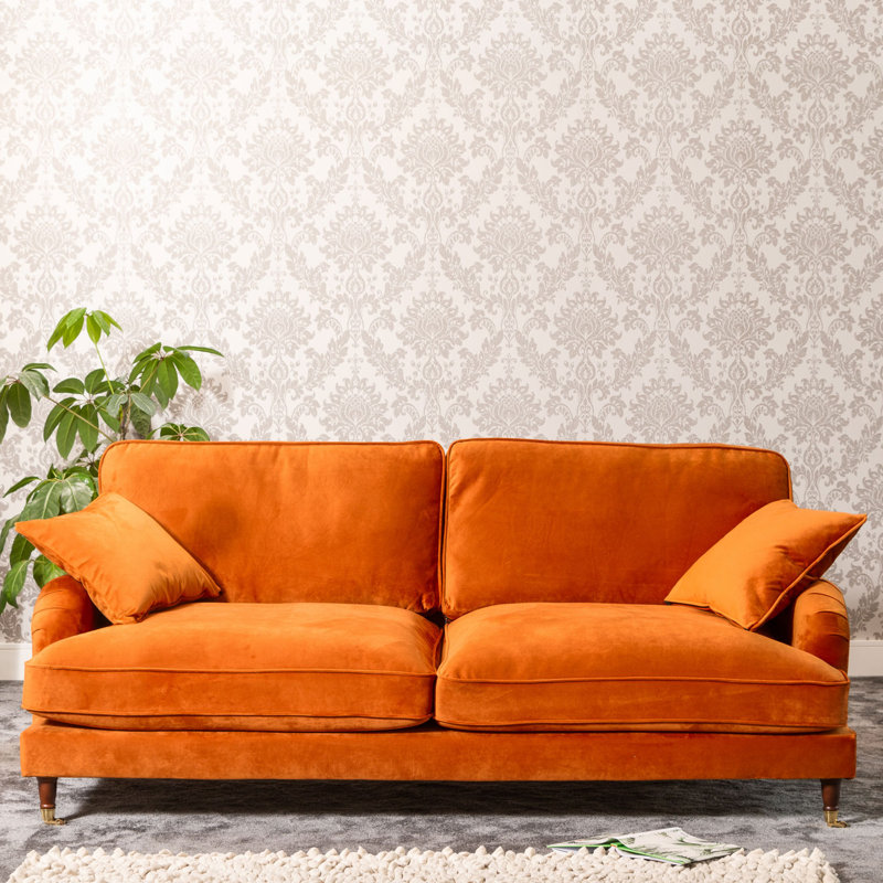 Fabiola Velvet Sofa, Orange, 4