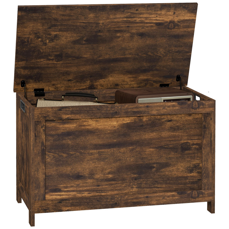 Coffre de rangement avec 2 charnières de sécurité, boîte en bois