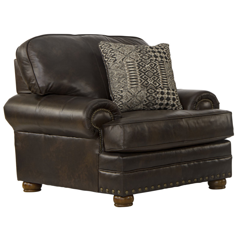 Aeryona Italian Leather Match Club Chair with 1 Accent Pillow Included