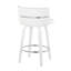 Tabouret de comptoir à hauteur fixe avec pivot en bois blanc et similicuir blanc avec repose-pieds rond chromé - ensemble de 2