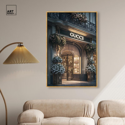 Reproduction d'art sur toile Illuminated Luxury Store par Art Remedy