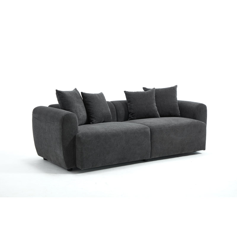 83'' Wide Uphostered Square Arm Sofa, Gray