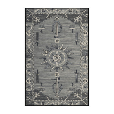 Washable Maritime grays Nautical Area Rug