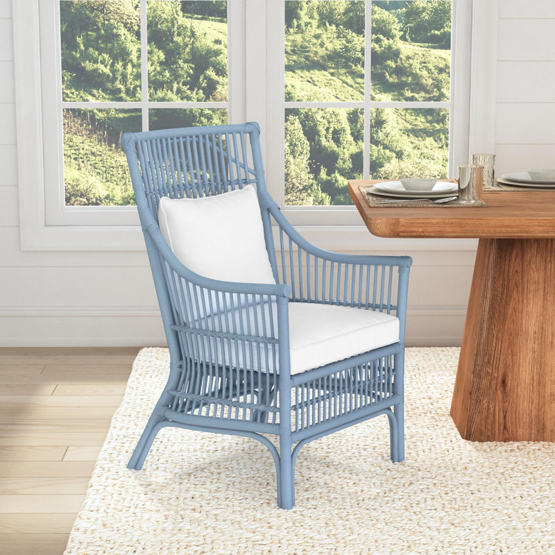 Jamestown Slat Back Rattan Armchair, Blue