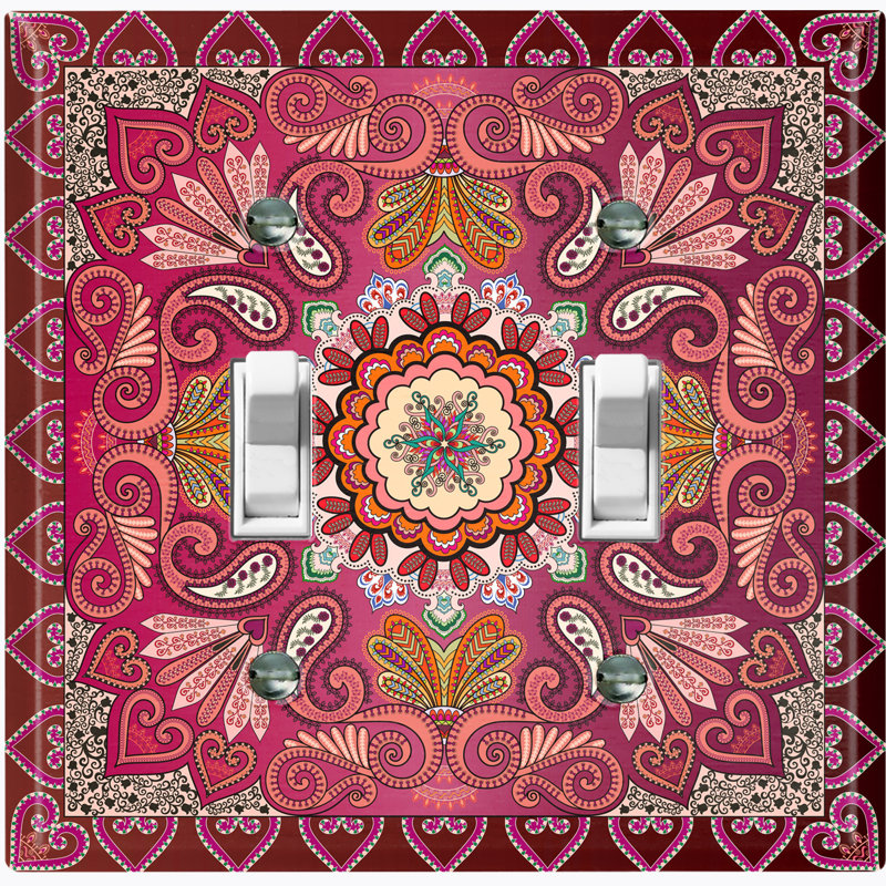 Plaque murale 2 lumières à motif cachemire bleu sarcelle et motif cachemire Paisley, Rouge