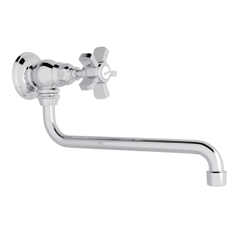 Country Kitchen Pot Filler, Five Spoke Handle, Polished Chrome