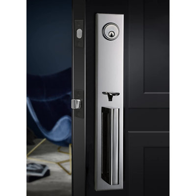 Pewter Handle With Lever And Deadbolt Reversible Entry Set