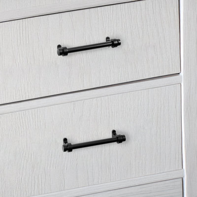 Ensemble de 2 poignées de tiroir Lumi Home Furnishings Vintage, 3,75 po, noir mat