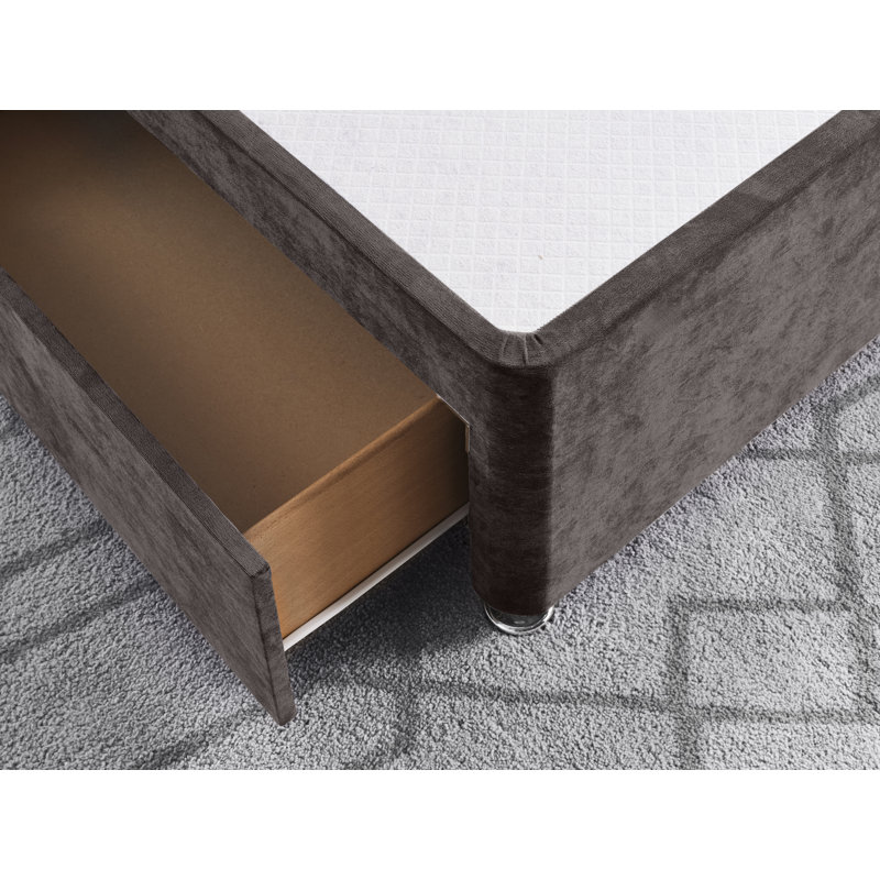 Naples Divan Bed Base, Slate, Left Side Drawers, Double (4'6)