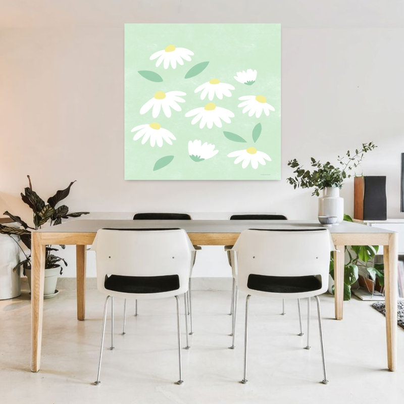 Marguerites, art abstrait de marguerite contemporaine, H 36 po x l 36 po