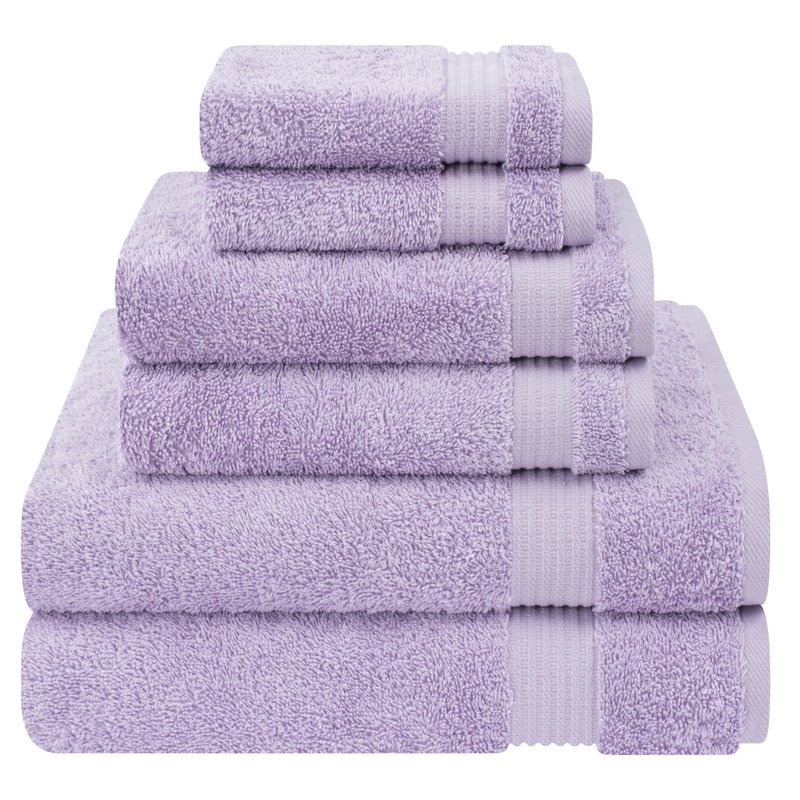 100% Cotton Luxury Turkish  6 Piece Bath Towel Set, Super Soft and Absorbent, Lilac