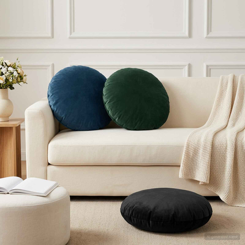 Black Round Cushion
