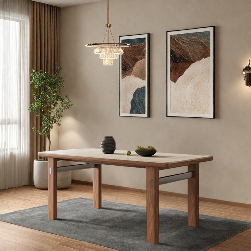 Solid wood minimalist high-end dining table, 29.52 H x 55.11 L x 29.52 W