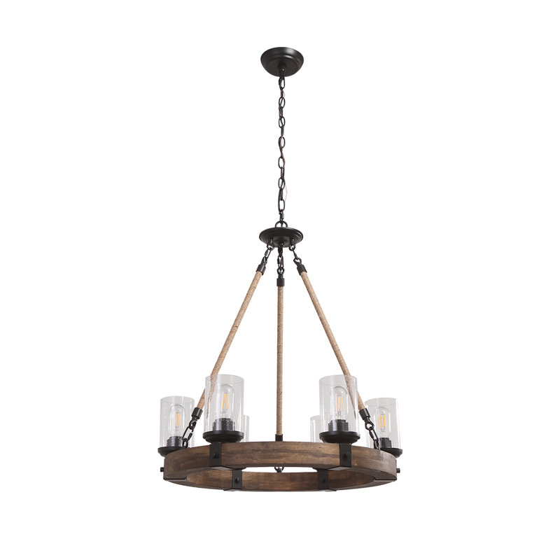 Zamion 6 - Light Iron Dimmable Wagon Wheel Chandelier