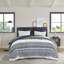 Ensemble d'édredon en coton 3 pièces avec capitonnage en chenille bleu marine-119181257-119181260