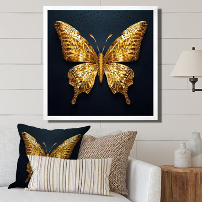 «Black and Gold Diamonds Butterly II», art mural papillon
