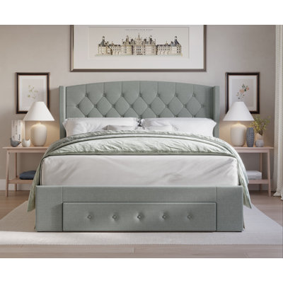 Alojzije Upholstered Wingback Storage Bed