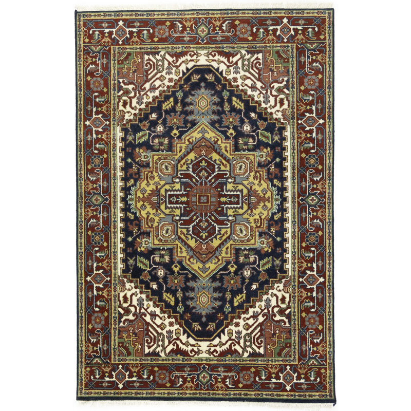 Tapis oriental géométrique en laine Heriz, Rectangle 5 pi 10 po x 8 pi 10 po