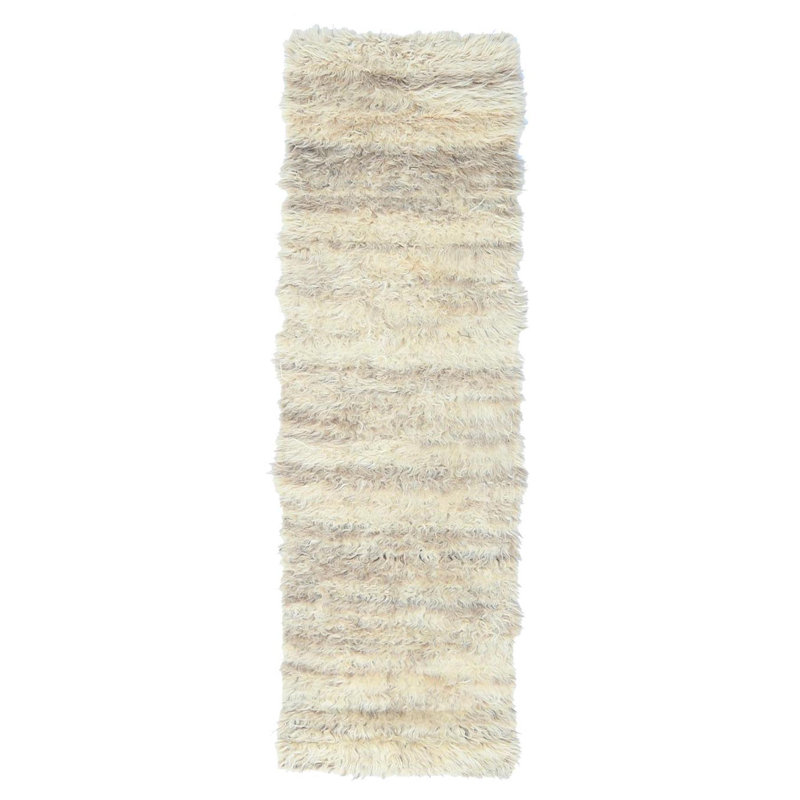 Tapis de couloir nouvel âge en laine 2 pi 6 po x 8 pi Jonthoma Ivoire