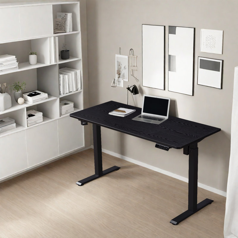Bureau debout à hauteur réglable électrique Larreon, H 47,2 po x l 47,2 po x P 23,6 po, Noir
