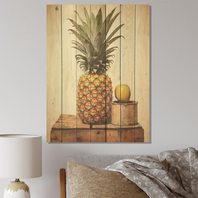 Délice d'ananas vert et jaune - Ananas sur bois