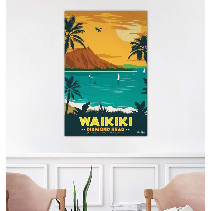 Waikiki 1 Piece Wrapped Canvas Wall Art, 101.6 cm H x 66.04 cm W x 3.175 cm D