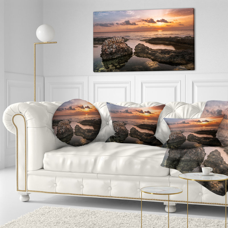 Coussin Beach Sun sur ruines antiques, Rectangulaire, 12 po x 20 po